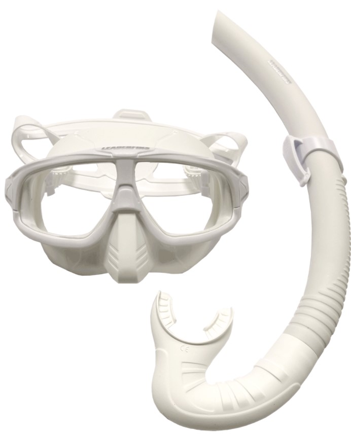 FREEDIVING MASK AND SNORKEL WHITE LEADERFINS