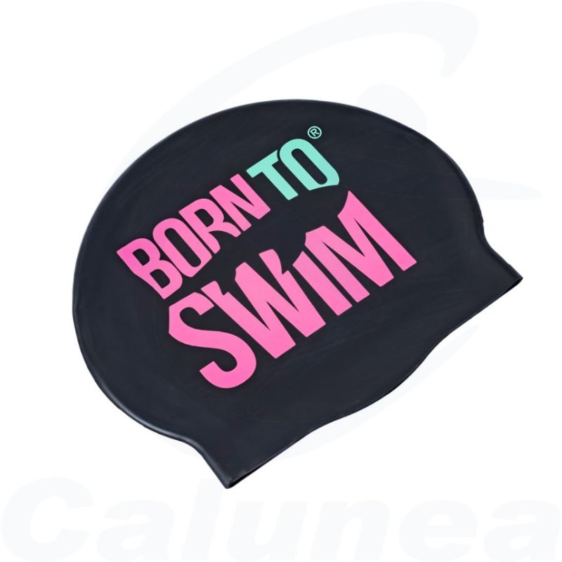 Image du produit CLASSIC SWIMCAP BLACK / PINK BORN TO SWIM - boutique Calunéa